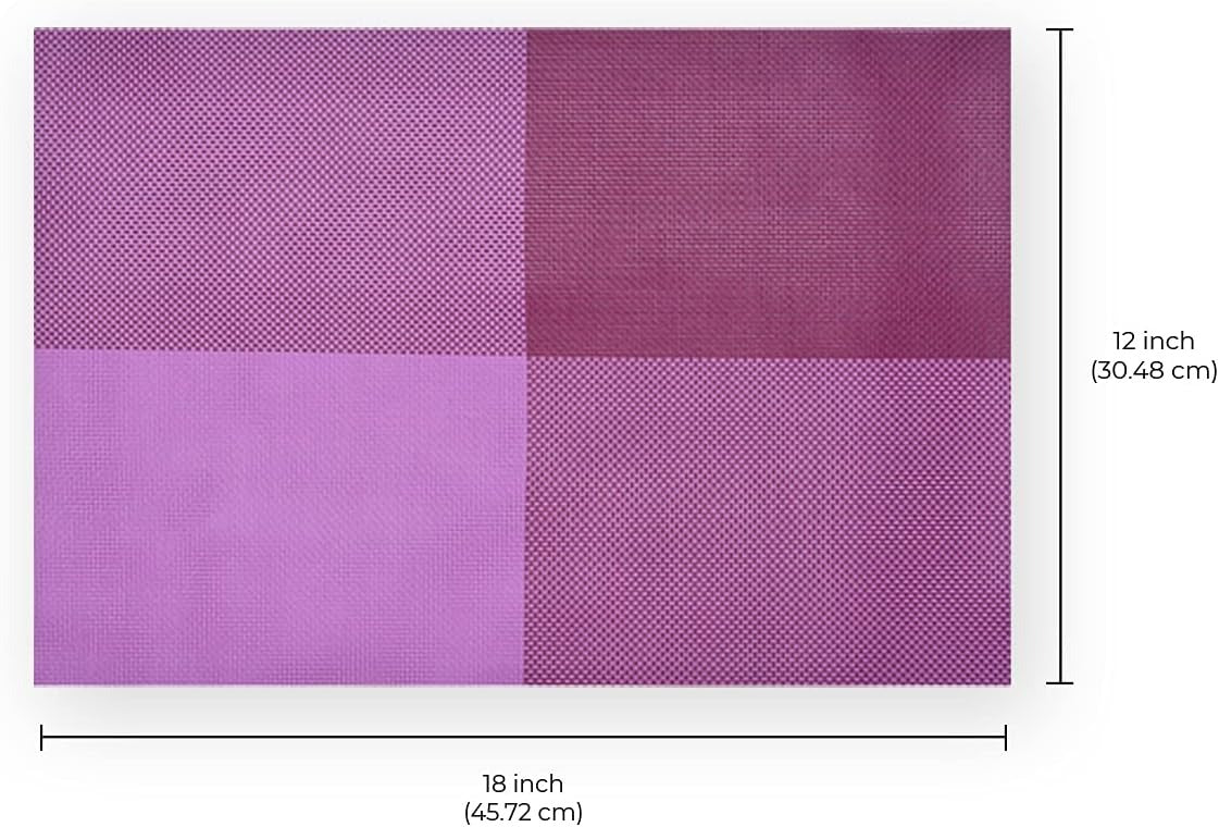 Decozen Placemats- Table Protector for Kitchen Decor Scratch Heat Resistant Placemats Washable Wipeable Indoor Outdoor Home Decor Table Place Mats Vinyl PVC 18x12 Inches - Pink Purple - Decozen