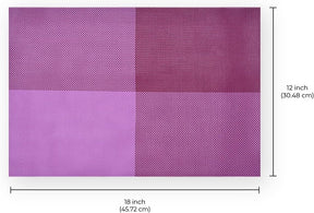 Decozen Placemats- Table Protector for Kitchen Decor Scratch Heat Resistant Placemats Washable Wipeable Indoor Outdoor Home Decor Table Place Mats Vinyl PVC 18x12 Inches - Pink Purple - Decozen