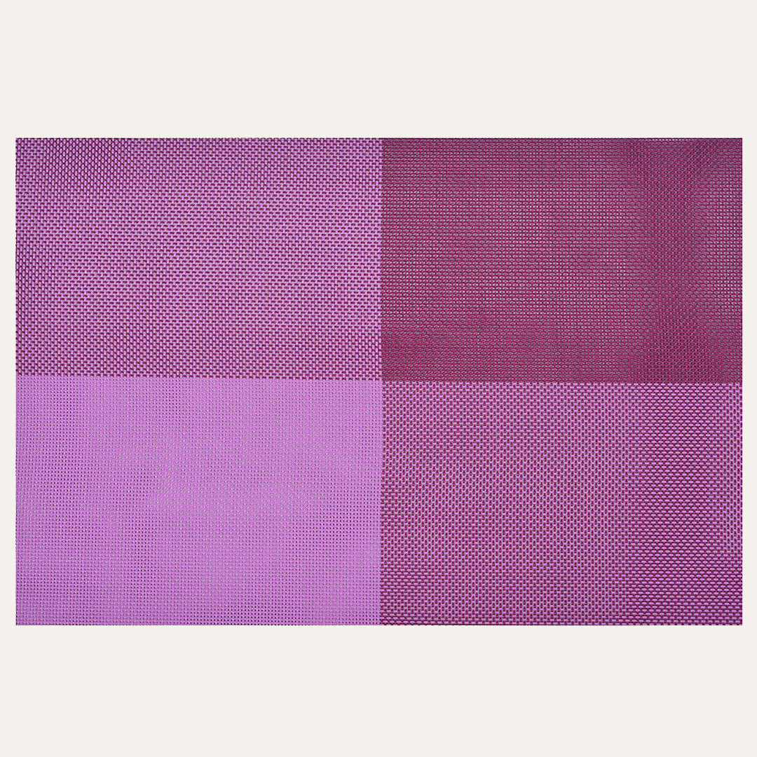 Decozen Placemats- Table Protector for Kitchen Decor Scratch Heat Resistant Placemats Washable Wipeable Indoor Outdoor Home Decor Table Place Mats Vinyl PVC 18x12 Inches - Pink Purple