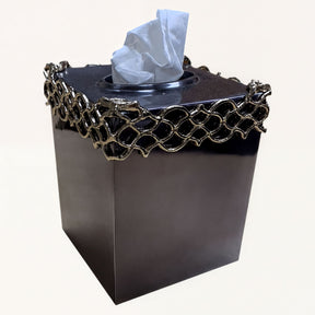 Elegant Haven modern decorative bathroom tissue box cover, handmade bath décor accent with stylish design.