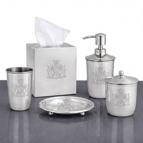 Modern bathroom décor accessories set of 5 from The Durkee Collection, including soap dispenser and matching accessories.