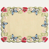 a decorative border with a floral pattern of red, pink, and white flowers surrounding a central empty space.