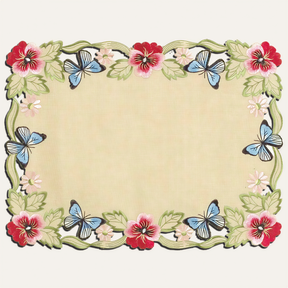 a decorative border with a floral pattern of red, pink, and white flowers surrounding a central empty space.