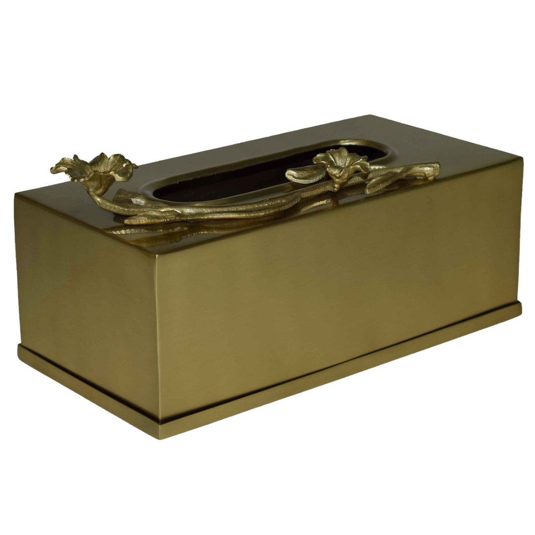 Gold Rectangular Tissue Box Cover