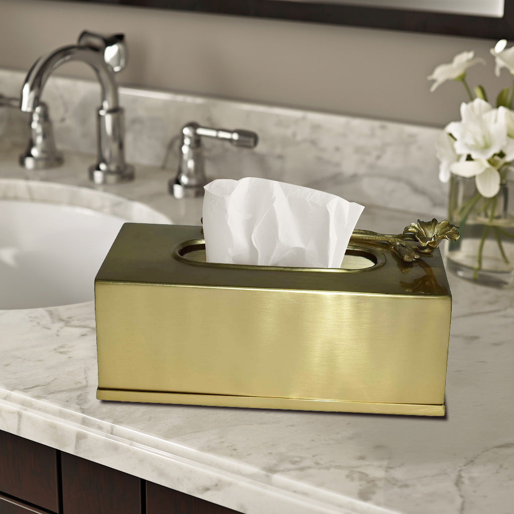 Gold Rectangular Tissue Box Cover
