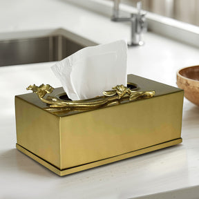 Gold Rectangular Tissue Box Cover