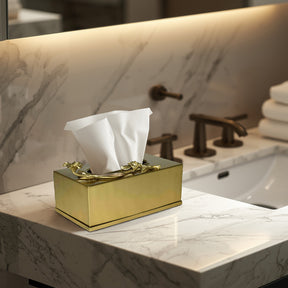 Gold Rectangular Tissue Box Cover