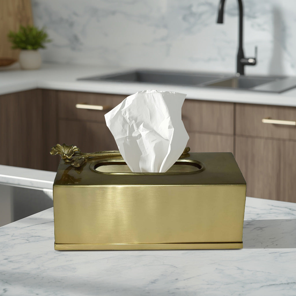 Gold Rectangular Tissue Box Cover