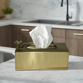 Gold Rectangular Tissue Box Cover