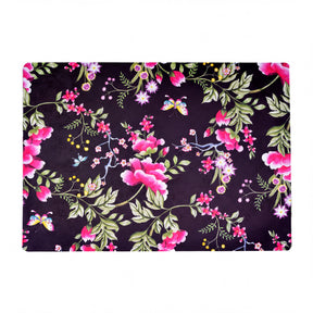 Set of four floral design cork-backed placemats, ATKP-12CK, featuring colorful flower patterns on natural cork surface.