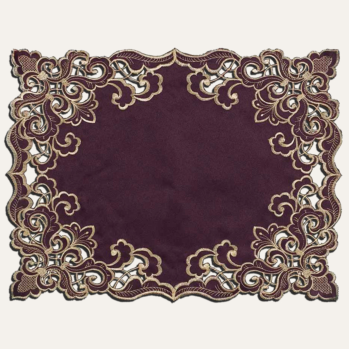 Amethyst Haze – Plum Gold Table Placemats, Granada Collection Artistic Dining Décor 12*18 inch
