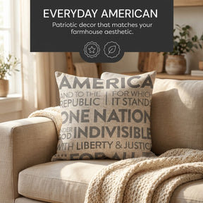 Patriotic Design Printed Throw Pillow Cover - 18 x 18 Inches