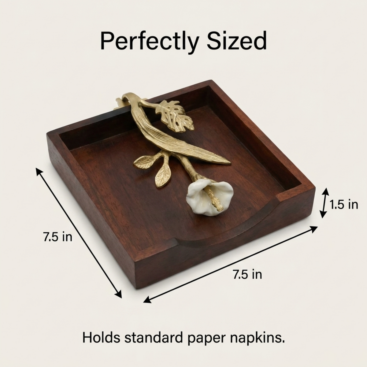 Wooden Napkin Holder – Gold Finish Ornament