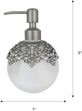 Handmade Isolde Essence lotion dispenser in modern bathroom decor, 12 oz ceramic soap dispenser with a sleek design.