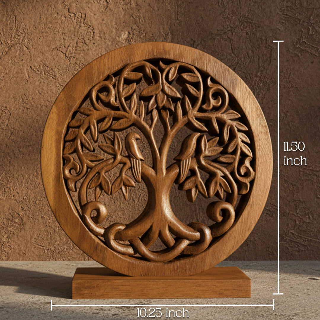 Mauk Tree of Life Wooden Sculpture – Hand-Carved Decorative Art | Decozen Luxe, Gift for Mom