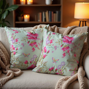 Floral printed throw pillow covers in 20x20 inches, featuring vibrant floral design on soft fabric, by CC-9701-A-4.