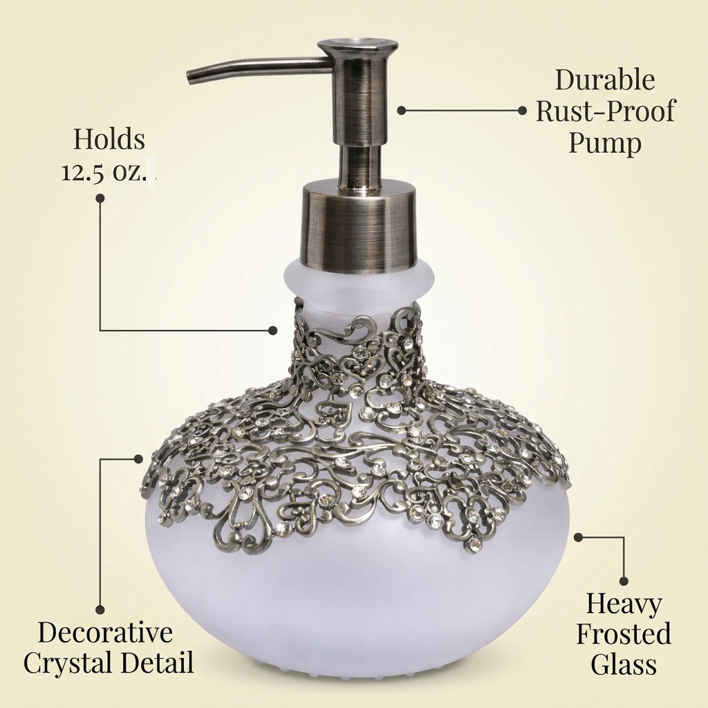 Elegant Haven modern decorative lotion dispenser by LB 22725, handcrafted soap dispenser for bathroom decor and gift ideas