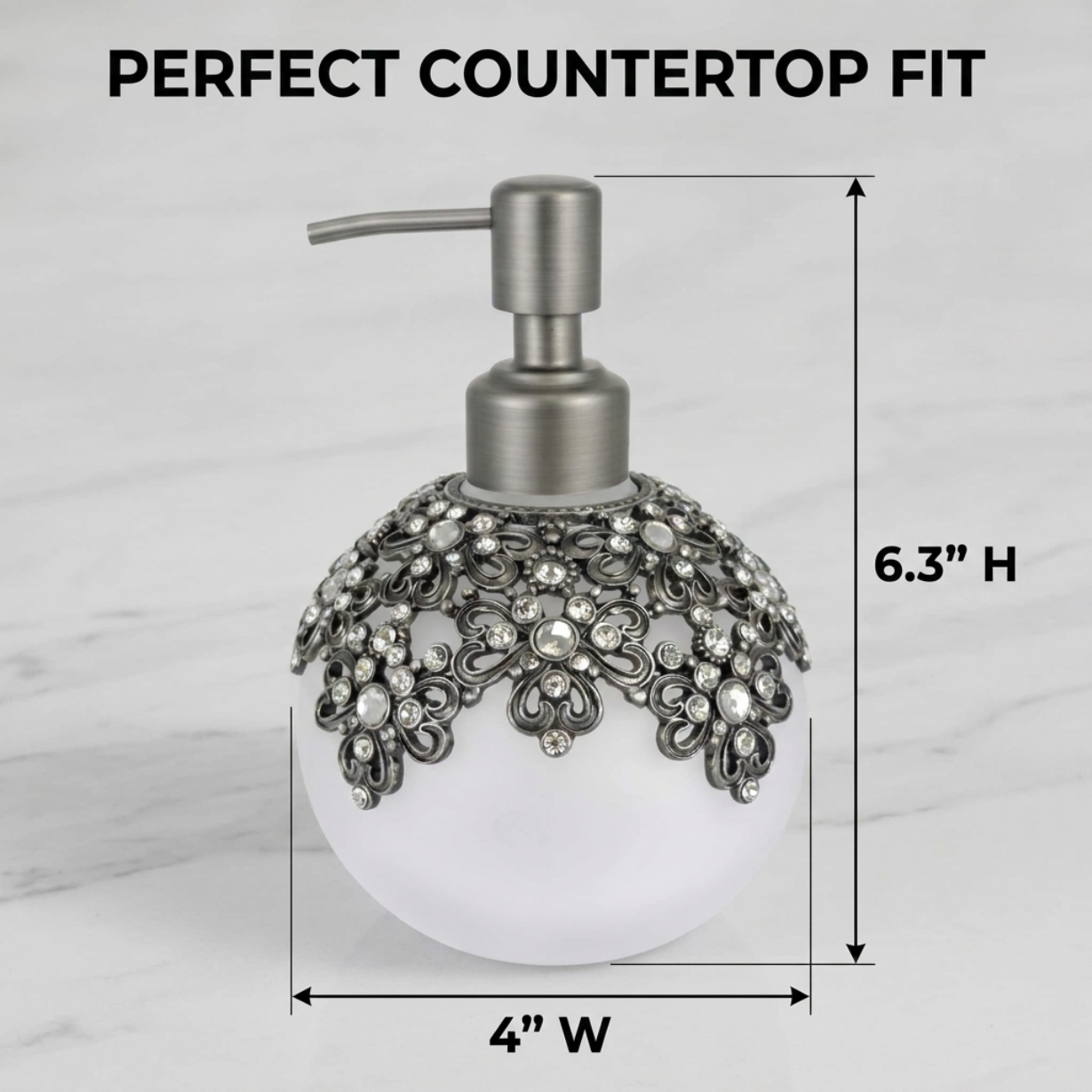 Lavinia Bloom modern decorative bathroom lotion dispenser by LB24754A, 12 oz ceramic soap and lotion pump with floral design.