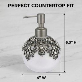 Lavinia Bloom modern decorative bathroom lotion dispenser by LB24754A, 12 oz ceramic soap and lotion pump with floral design.