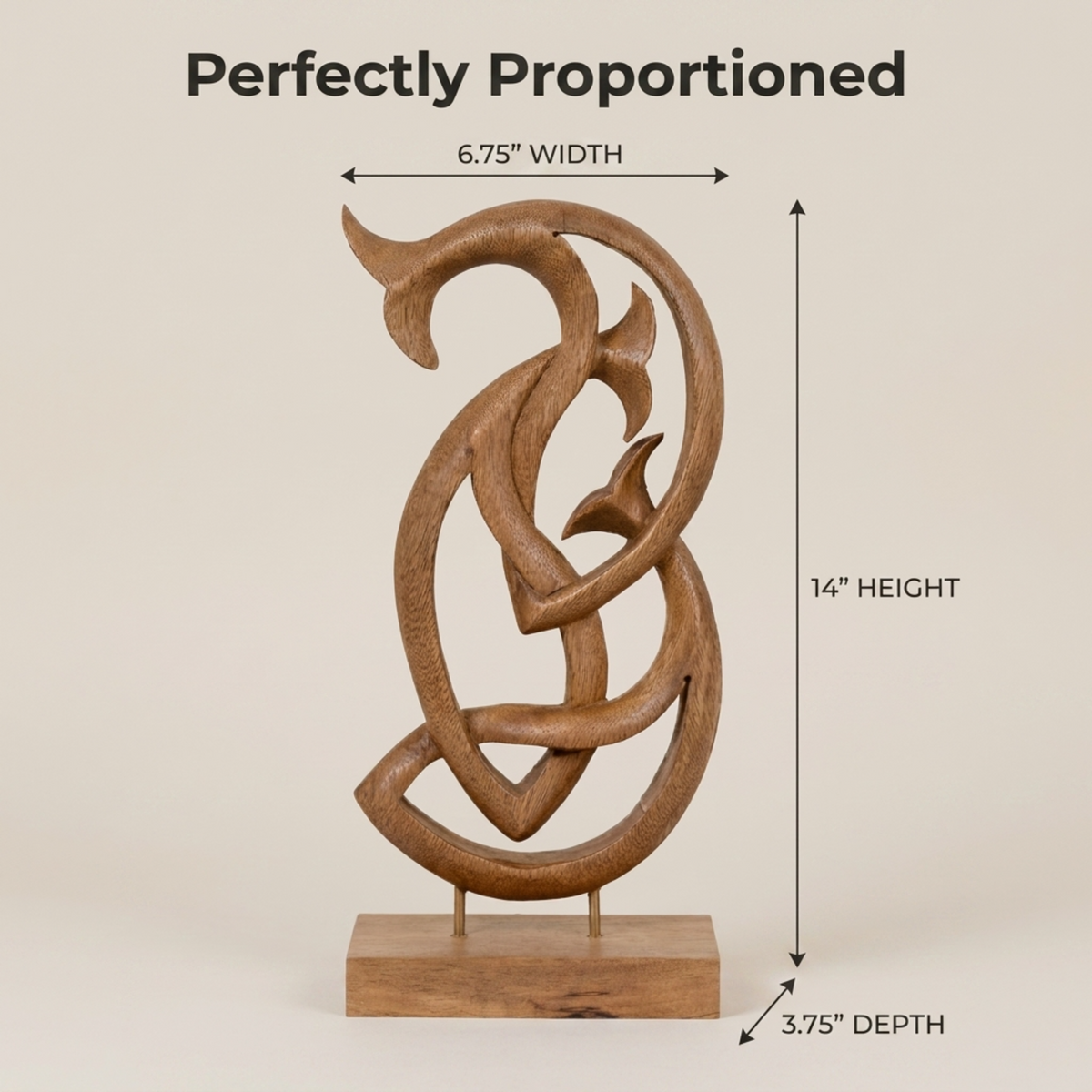 Handcrafted wooden Lucky Fish sculpture by Macaluso, featuring detailed carved design for artistic home décor.