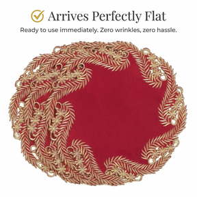 Set of two Burgundy gold RIZ-011-DL Wine Grace doilies from Anyce Collection, 15-inch modern dining décor with intricate patterns.