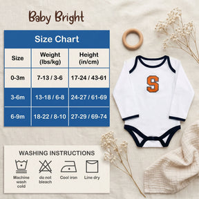 a baby's bodysuit size chart and instructions