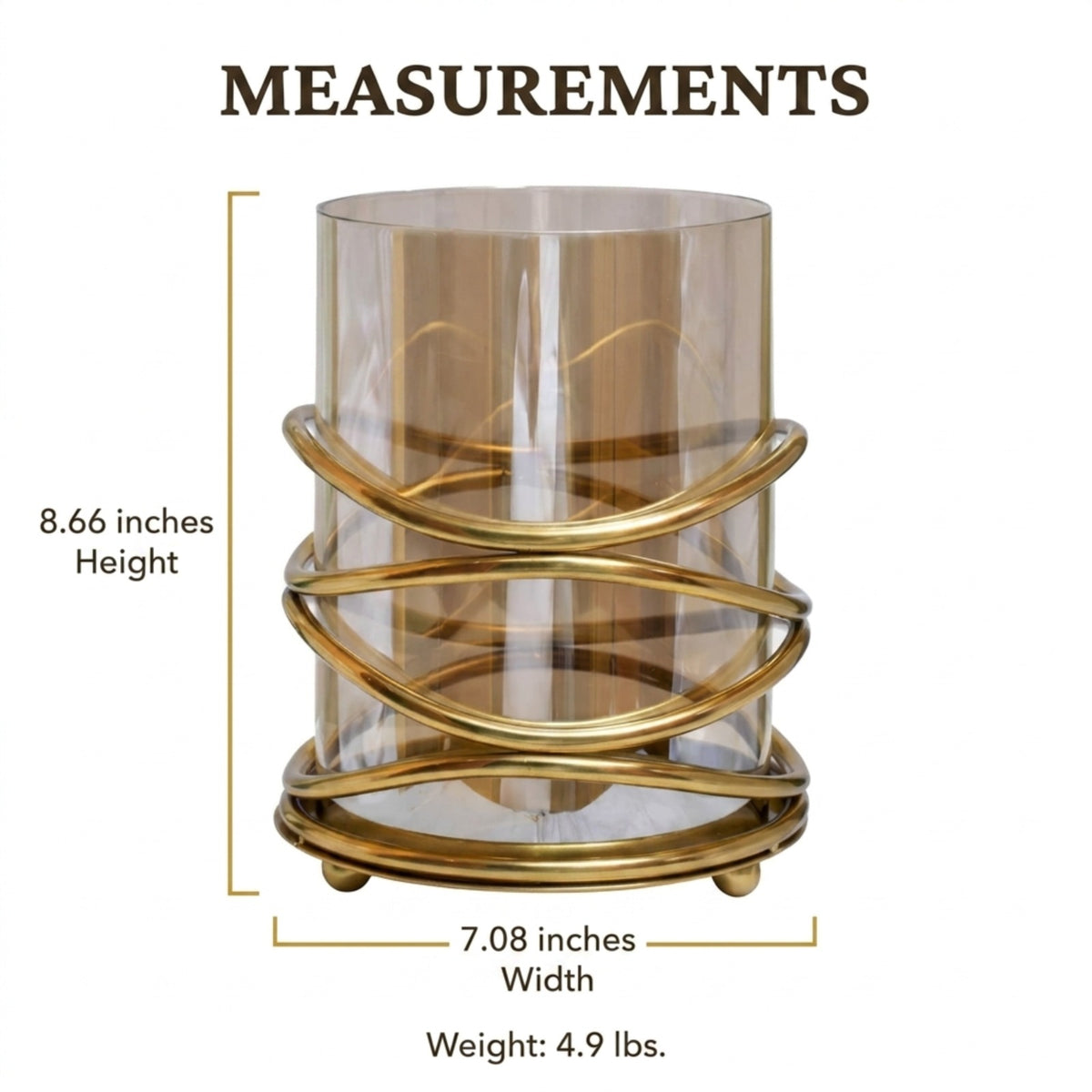 Swirl Candle Holder - Medium Bronze Decorative Holder with Glass for Pillar & Votive
