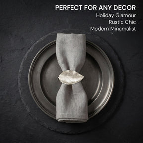 Silver Grace – Napkin Rings in Silver Leaf Design, Elegant Decorative Dining Table Décor