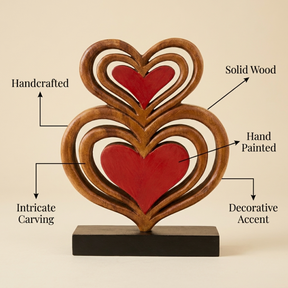 Twin Souls – Handmade Wooden Hearts Sculpture, Symbol of Love