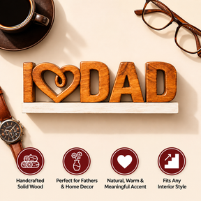 Emmeric Love Dad – Handmade Wooden Sculpture, Decorative Father’s Day Gift