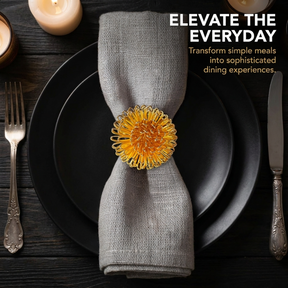 Floral Grace – Napkin Rings in Gold Floral Design, Artistic Decorative Dining Table Accent