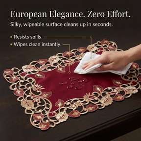 Royal Garnet – Burgundy Gold Table Placemats, Tarantino Collection Elegant Dining Décor 12*18 inch