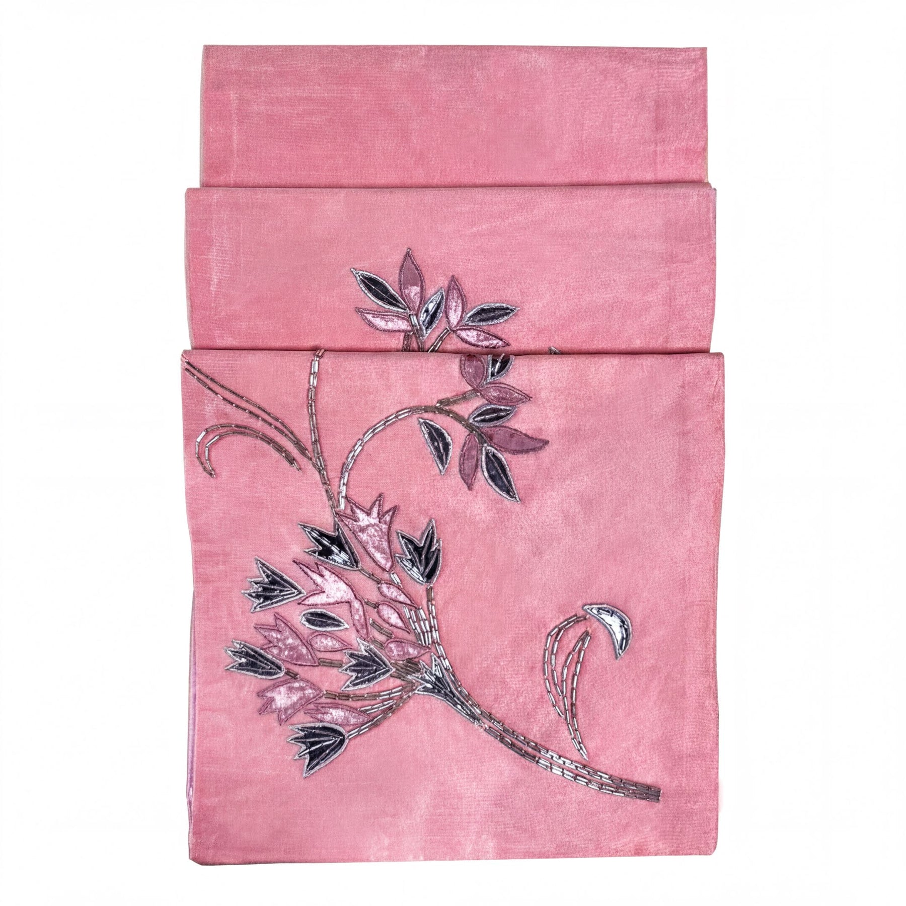 Embroidered decorative table runner by CU6409-RNR, featuring intricate needlework and elegant design for dining or decor.