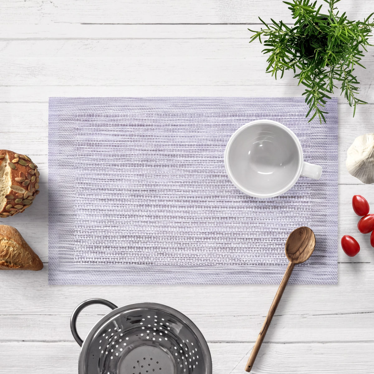 Set of four PVC placemats for dining table, durable and stylish table protectors, from the 31730 brand.