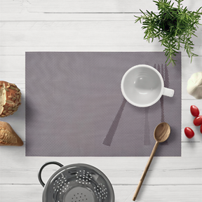 Set of four Devonshire Light Brown PVC placemats, washable table protectors for kitchen decor.