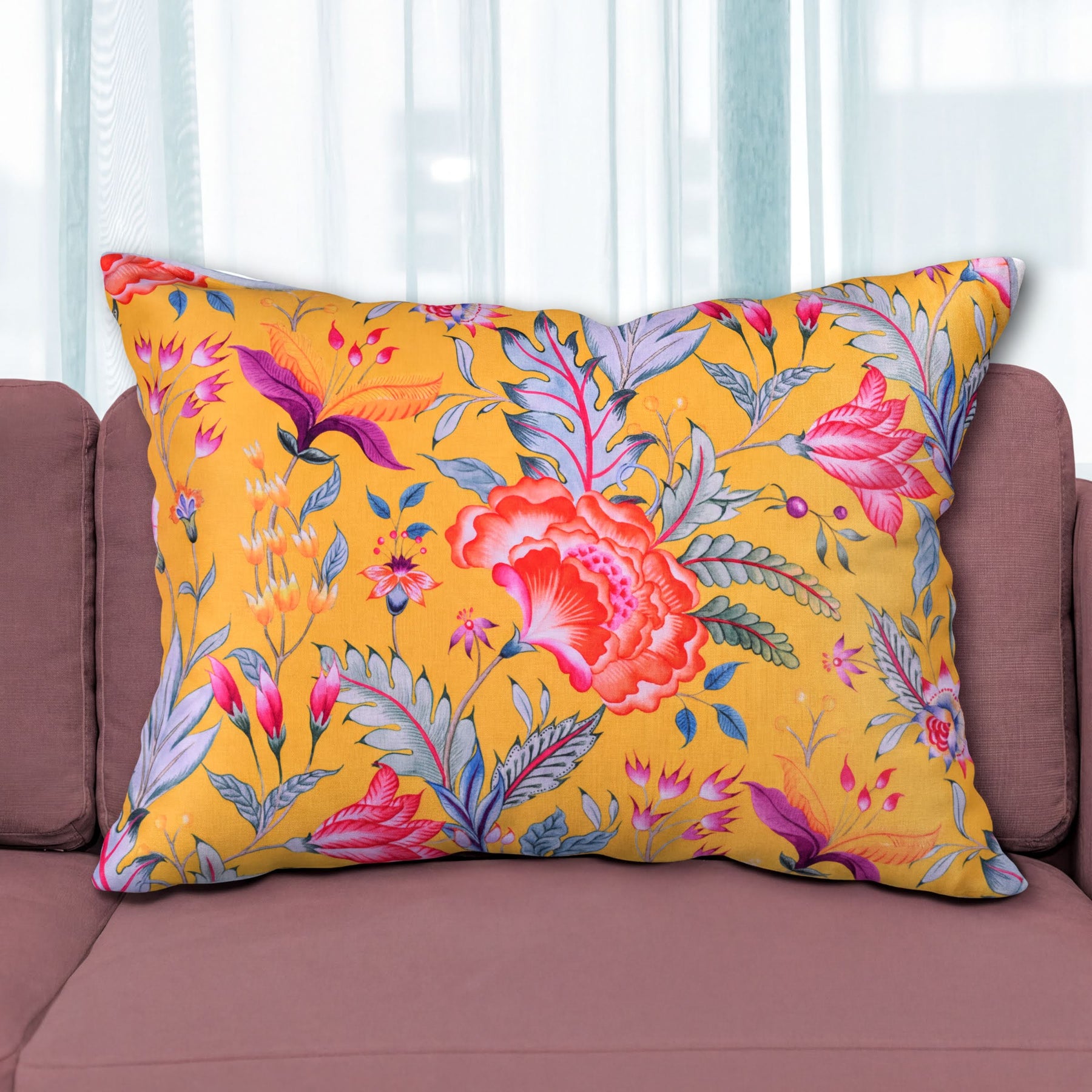 Floral printed throw pillow cover in 14x20 inches, designed for decorative cushions, from CC-9695-4 brand.