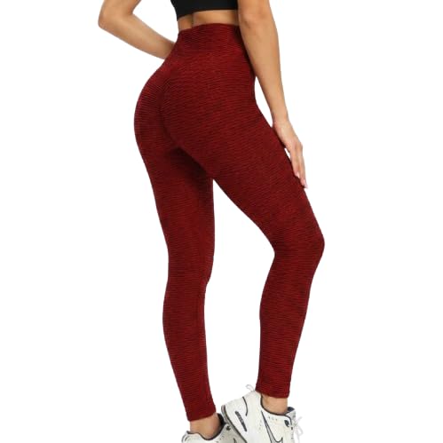 Yogazen Textured Scrunch Leggings - Maroon
