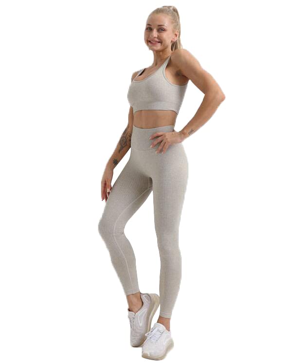 Decozen Seamless 2-Piece Workout Set - Light Grey