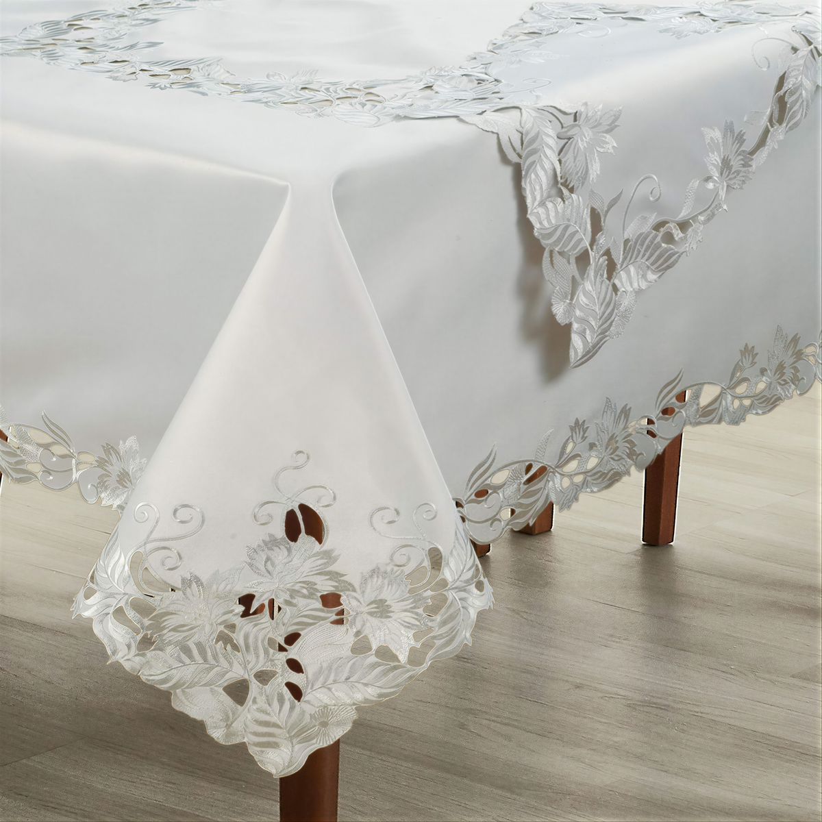 Elegant table cover from the Corda Collection with European embroidery, designed by FL3155-TC for stylish table toppers.
