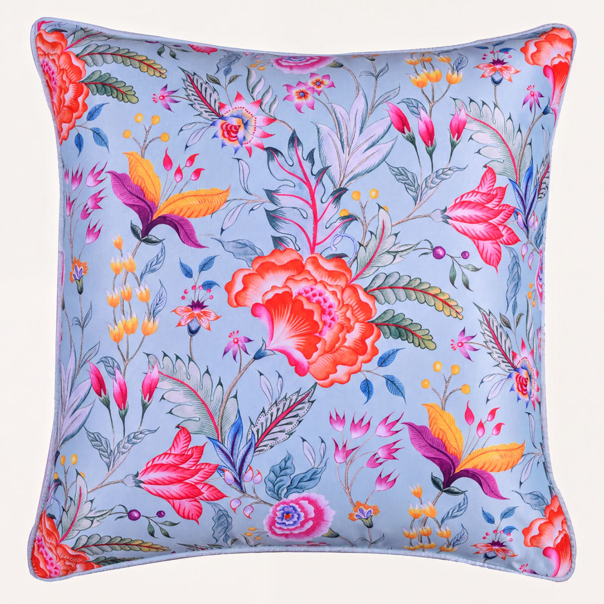 Floral printed throw pillow cover, 20x20 inches, by CC-9696-A-4, featuring vibrant floral fabric pattern for decorative pillows.