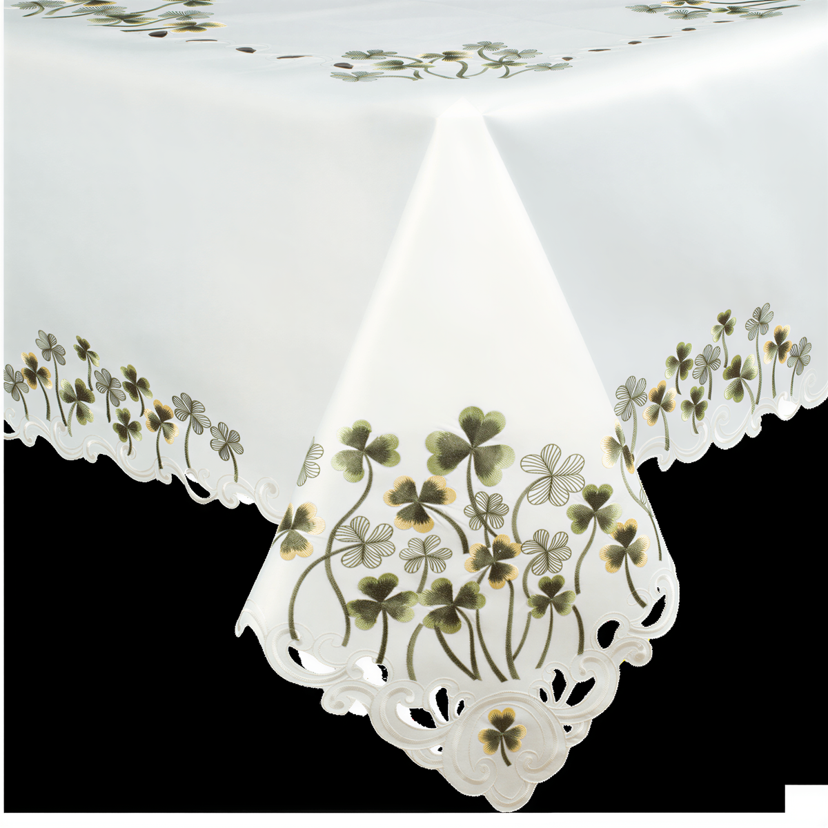 Elegant table cover from The Clem Collection with European embroidery, featuring intricate designs and high-quality craftsmanship.