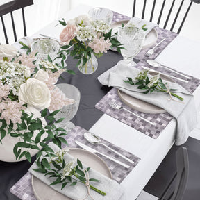Set of 8 woven PVC placemats by TH1900614B, durable and stylish for dining table decor, with a textured woven design.