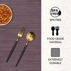 Brown PVC Decozen placemats, 18x12 inches, heat-resistant and washable table protectors for indoor and outdoor use.