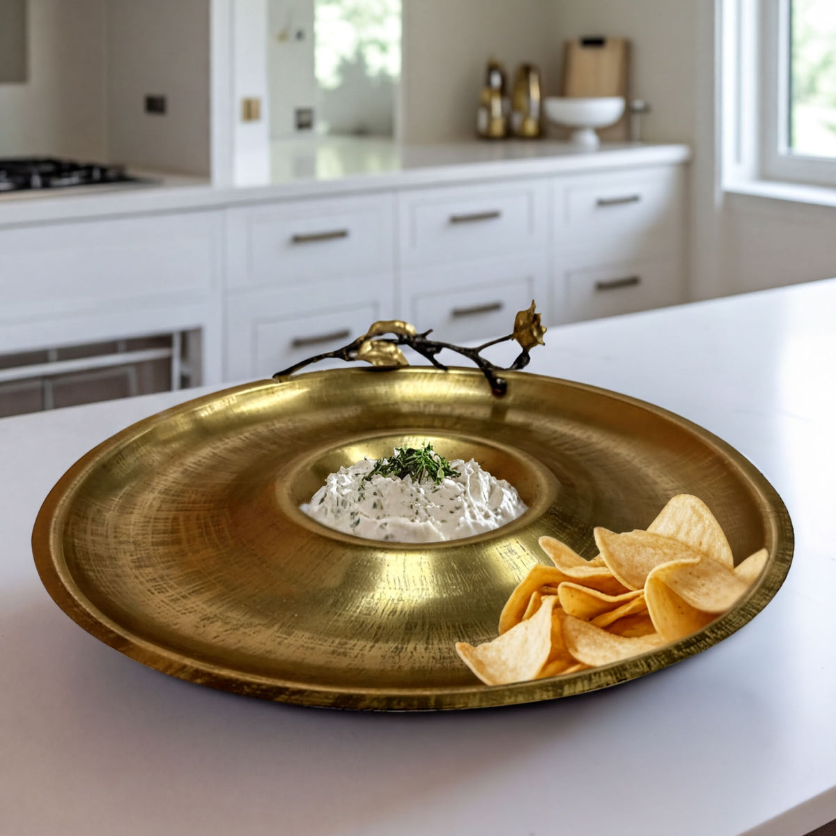 Ceramic chip and dip snack platter by 23202ELBA, featuring a stylish kitchen décor design for serving snacks.