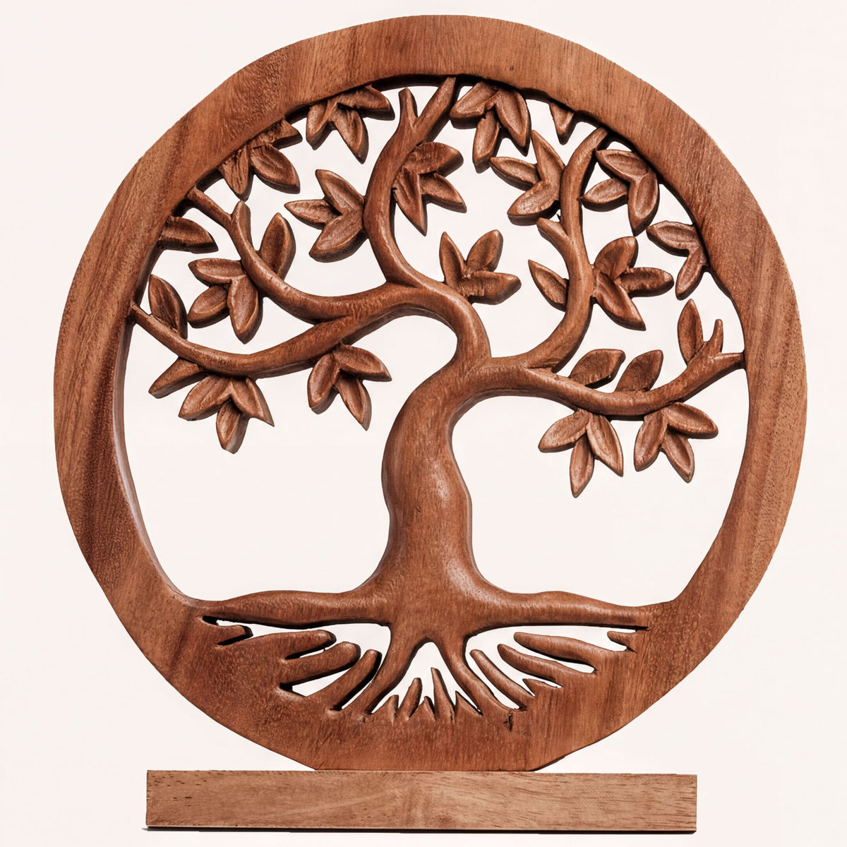 Large handmade Oak Serenity Tree of Life wooden sculpture, rustic farmhouse décor, crafted by PAT053 for natural home accents.