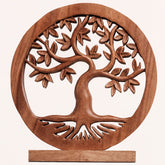 Large handmade Oak Serenity Tree of Life wooden sculpture, rustic farmhouse décor, crafted by PAT053 for natural home accents.