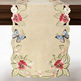 Beige Sandy Dune table runner from RIZ-007-RN Maliana Collection, elegant 14x108 inch table decor for dining tables.