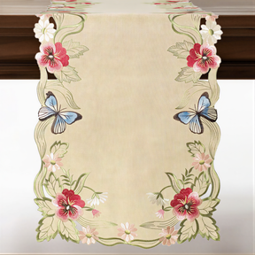 Beige Sandy Dune table runner from RIZ-007-RN Maliana Collection, elegant 14x108 inch table decor for dining tables.