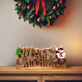 Handmade wooden Yuletide Charm sculpture, artistic Christmas home décor piece showcasing intricate craftsmanship and festive design.