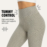 High Waist Leggings, Textured Scrunch, Gray Black Women Yoga Fit